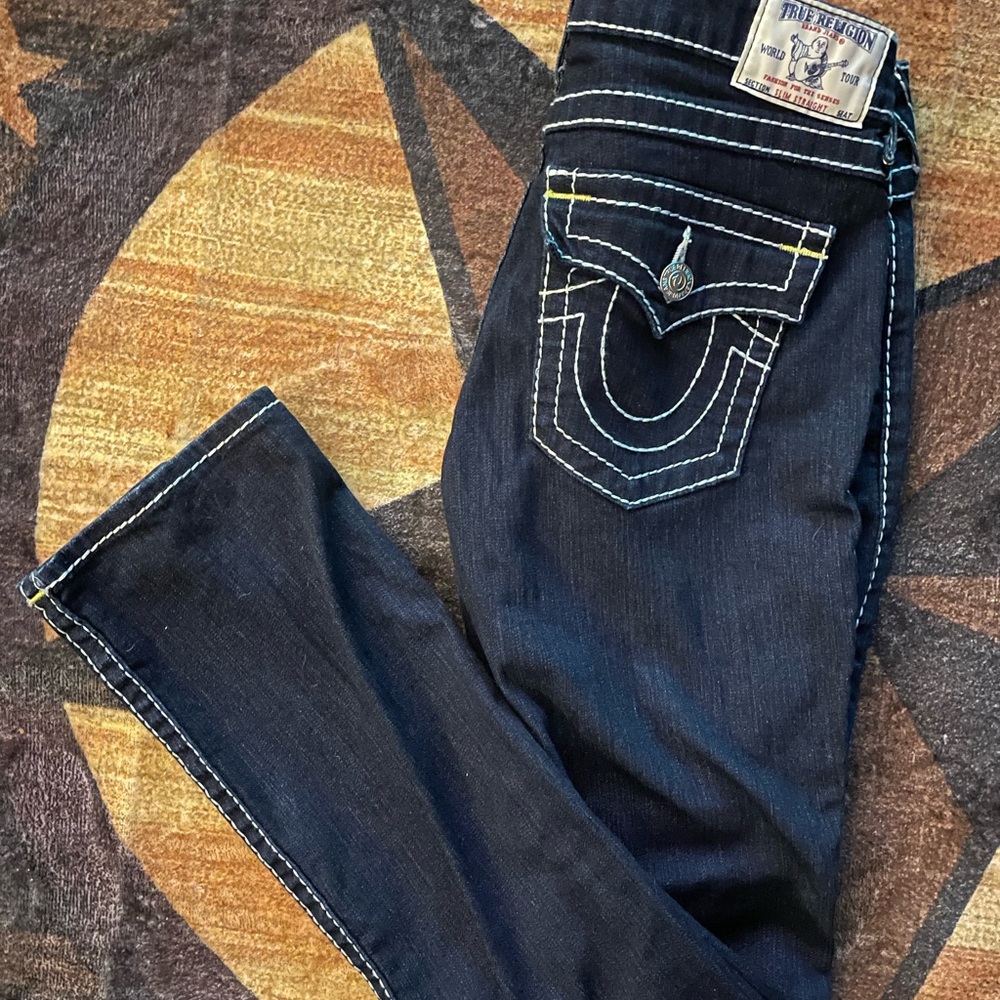 True Religion Indigo Jeans with Contrast white Stitching 32 32